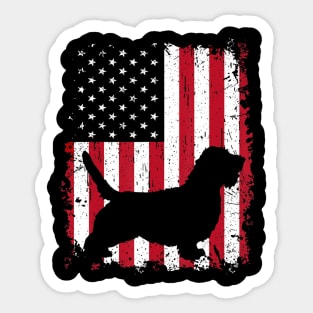 Petit Basset Griffon Vendeen 4th of July American Flag Sticker